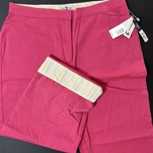 Duck Head Wide Leg Stretch Capri Pants Women's Size 10 Striped Leg Flip Pink NWT